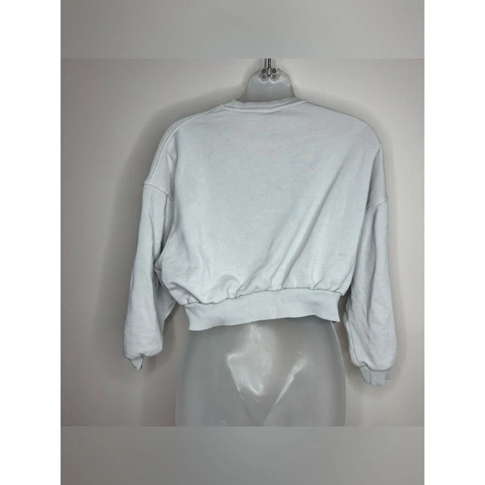 Nike off White Cropped Crew Sweatshirt Neon Green Navy logo spell out medium